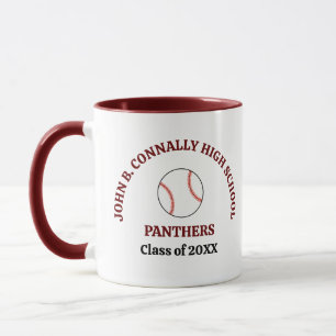 Maroon High School Baseball Player Personalised Mug