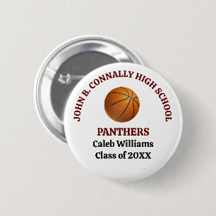 Maroon High School Basketball Player Personalised 6 Cm Round Badge
