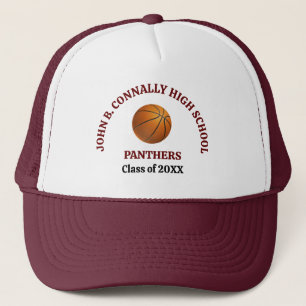 Maroon High School Basketball Player Personalised Trucker Hat