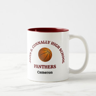 Maroon High School Basketball Player Personalised Two-Tone Coffee Mug