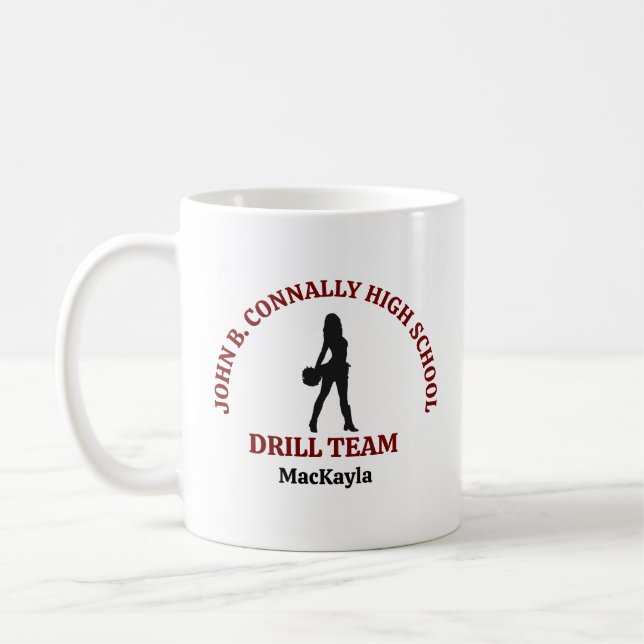 Maroon High School Drill Team Dancer Personalised Coffee Mug (Left)