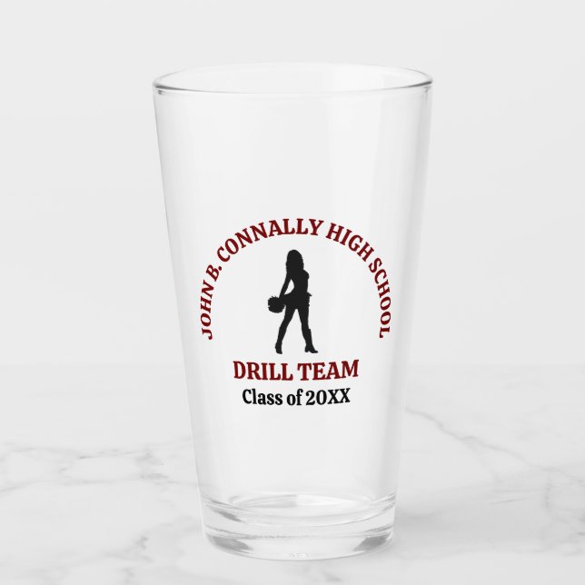 Maroon High School Drill Team Dancer Personalised Glass (Front)
