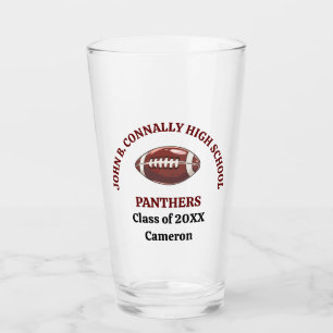 Maroon High School Football Player Personalised Glass