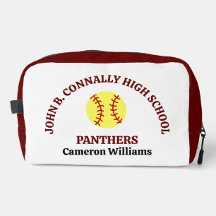 Maroon High School Softball Player Personalised Dopp Kit
