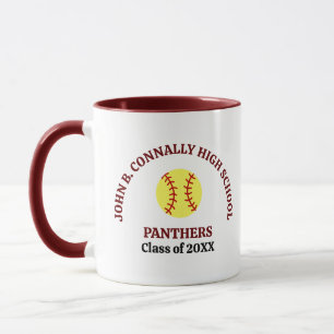 Maroon High School Softball Player Personalised Mug