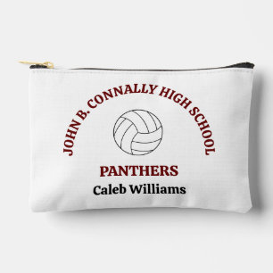 Maroon High School Volleyball Player Personalised Accessory Pouch