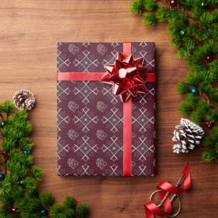 Maroon intricate floral wrapping paper