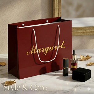 Maroon Large Personalised Gift Bag with Name