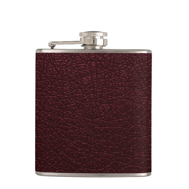 Maroon Leather Hip Flask (Front)