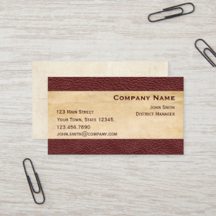 Maroon Leather Look Border Business Card