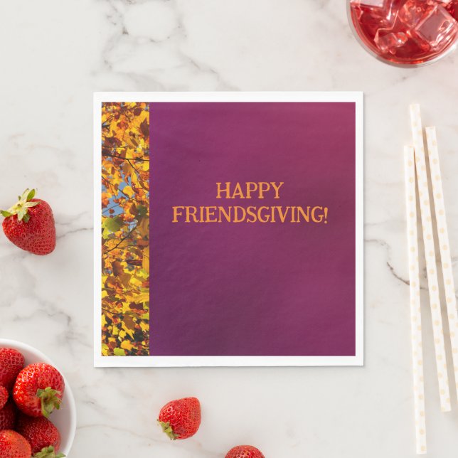 Maroon Leaves Thanksgiving Friendsgiving Napkin (Insitu)