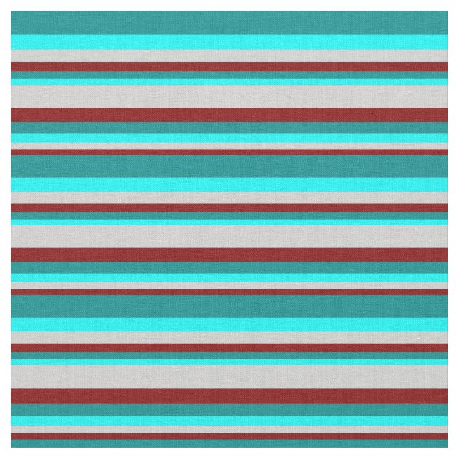 Maroon, Light Grey, Cyan & Dark Cyan Coloured Fabric (Close Up)