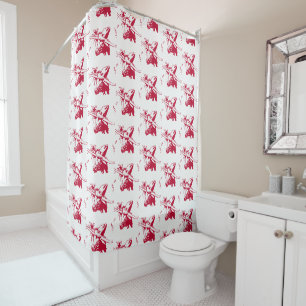 Maroon Longhorn Steer with Cowboy Hat Shower Curtain
