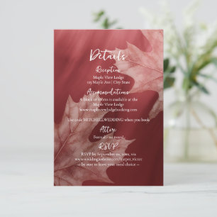 maroon maple leaves accent details enclosure card