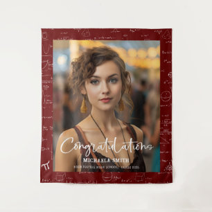 Maroon Math Congratulations Photo Graduation Tapestry