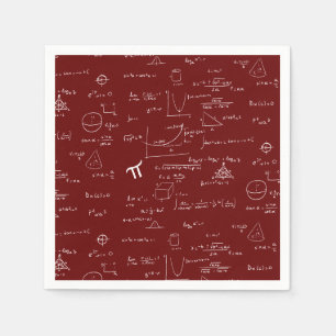 Maroon Math Equations Graphics Graduation Napkin