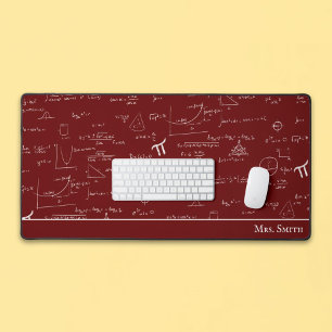 Maroon Math Formulas Algebra Teacher Desk Mat