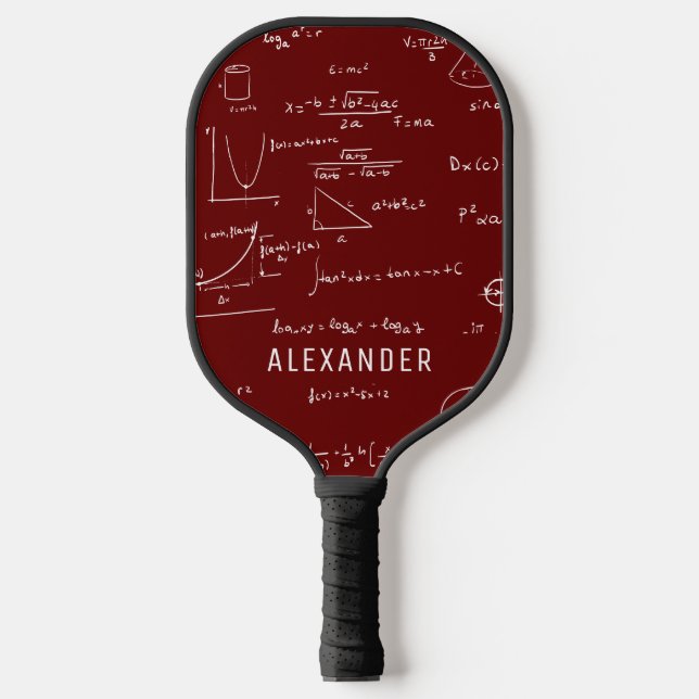 Maroon Mathematics Equations Personalised Pickleball Paddle (Front)