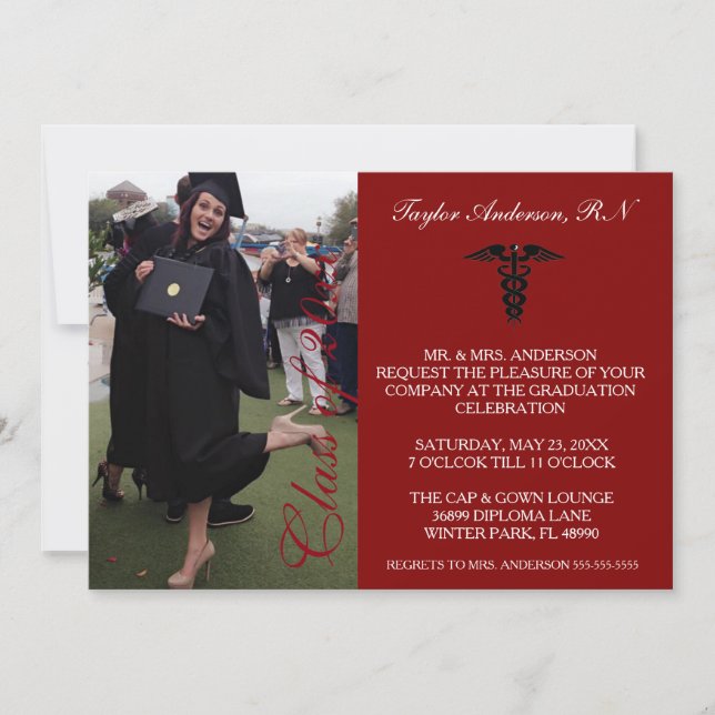 Maroon Medical RN School Graduation Announcement (Front)