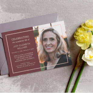 Maroon Minimal Celebrating Life   Custom Photo Invitation