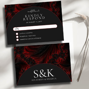 Maroon Minimal Elegant B&W Muslim Islamic Wedding  RSVP Card