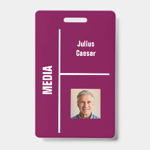 Maroon Minimal Media Event ID Badge
