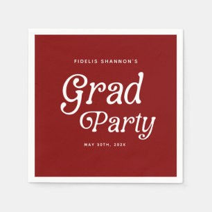 Maroon Minimal Retro Graduation Napkins