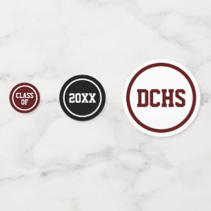 Maroon Modern Circles Photo Graduation Confetti