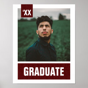 Maroon Modern Textured Photo Graduation Poster