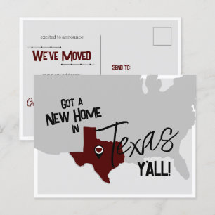 Maroon New Home in Texas Y'all Moving Postcard