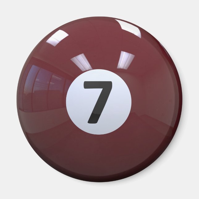 Maroon No. 7 Billiard Pool Ball Magnet (Front)
