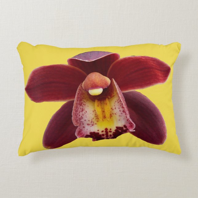 Maroon Orchids I Beautiful Red Floral Decorative Cushion (Front)