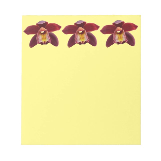 Maroon Orchids I Beautiful Red Floral Notepad (Front)