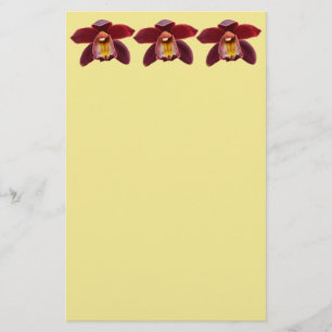Maroon Orchids I Beautiful Red Floral Stationery