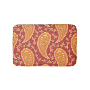 Maroon Paisley: Turkish Cucumber Ornament. Bath Mat