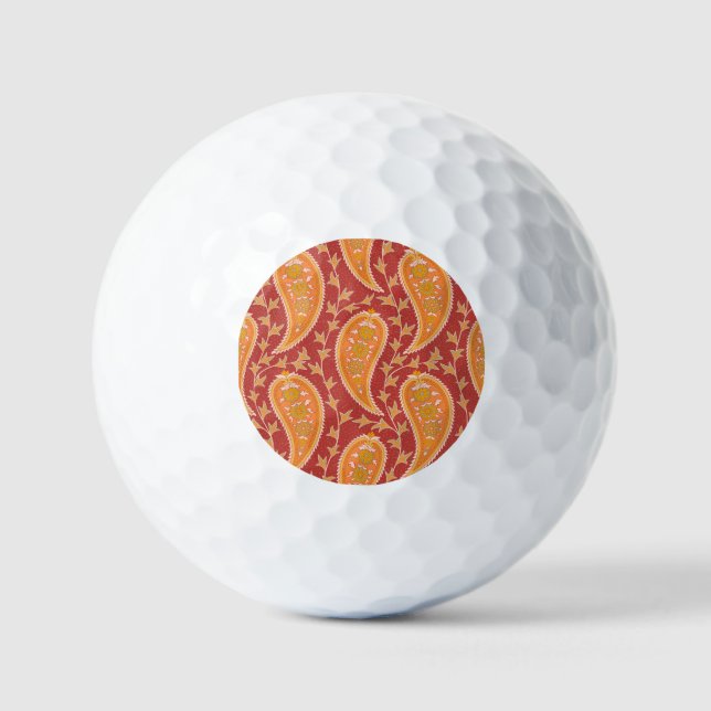 Maroon Paisley: Turkish Cucumber Ornament. Golf Balls (Front)
