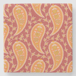 Maroon Paisley: Turkish Cucumber Ornament. Stone Coaster