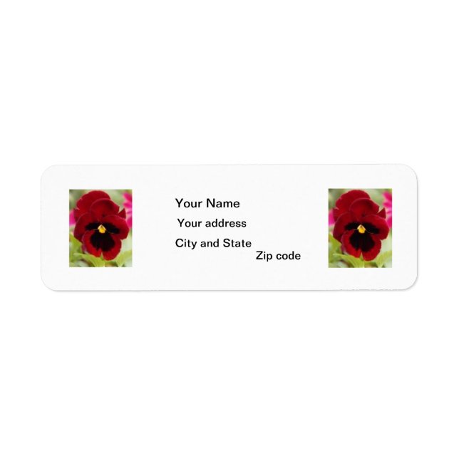 Maroon Pansy  Return Address Labels (Front)