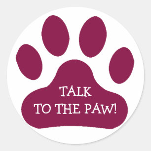 Maroon Paw Print Classic Round Sticker