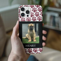 Maroon Paw Print Dog Photo Case