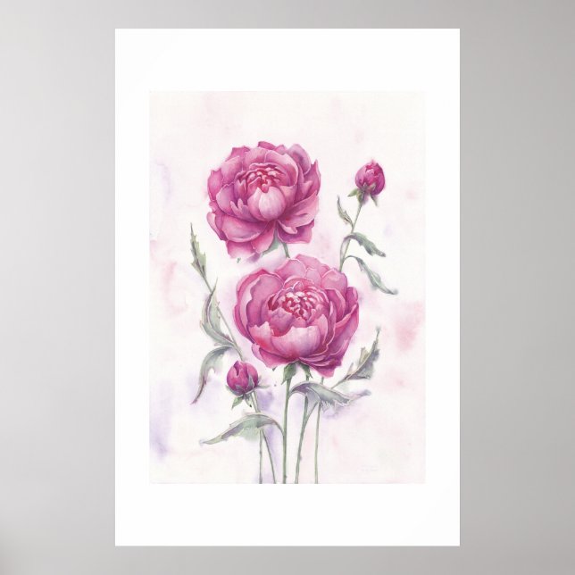 Maroon Peonies Poster (Front)