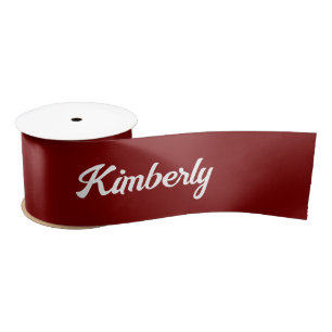 Maroon Personalised Script Name School Satin Ribbon