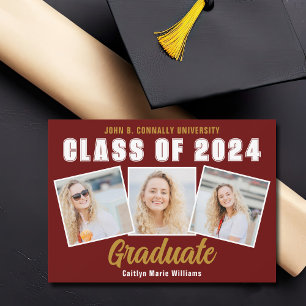 Maroon Photo Collage Class of 2025 Graduation Announcement