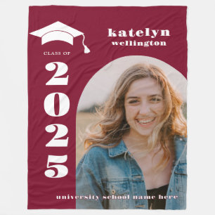 Maroon Photo Graduation Fleece Blanket