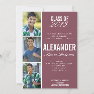 Maroon Photo Graduation Invitation