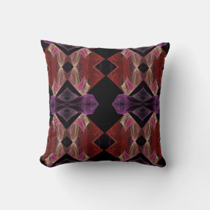 Maroon, Pink and Lavender Abstract Fractal Pillow