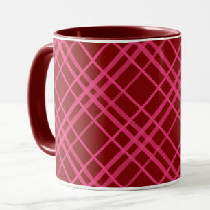 Maroon Pink Check Grid Plaid Design  Mug