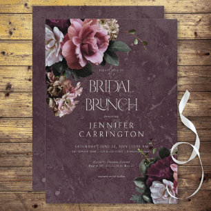 Maroon & Pink Floral Modern Bridal Brunch Invitation