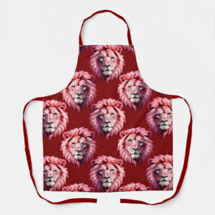 Maroon Pink Lion Head Design  Apron
