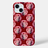 Maroon Pink Lion Head Design 